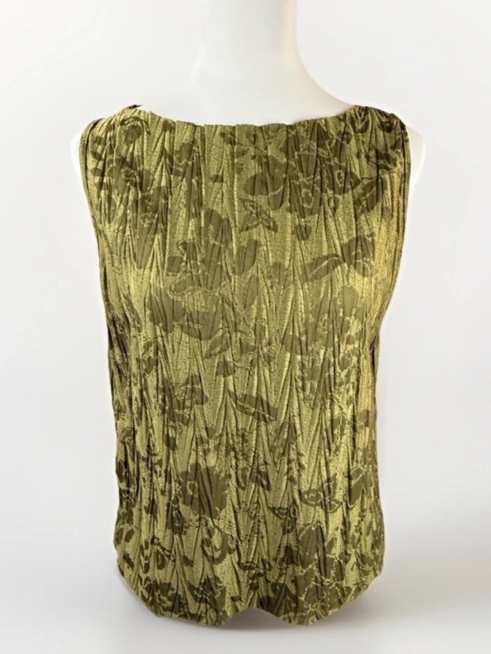 Zara Women's Tank Top Size Large Olive Bronze Floral Luxury Elegant Layering